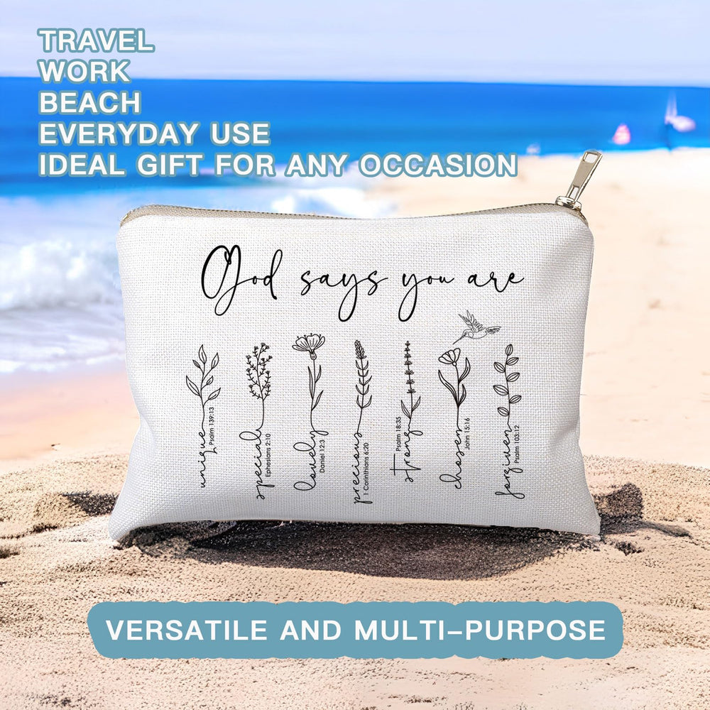 HubbgDesign God Says You Are cosmetic bag zipper detail with golden brass zipper for secure closures