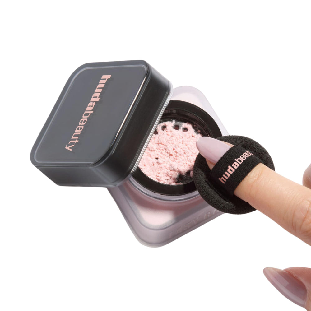 Huda Beauty Baby Bake Mini Pound Cake outer packaging shown for compact travel use.