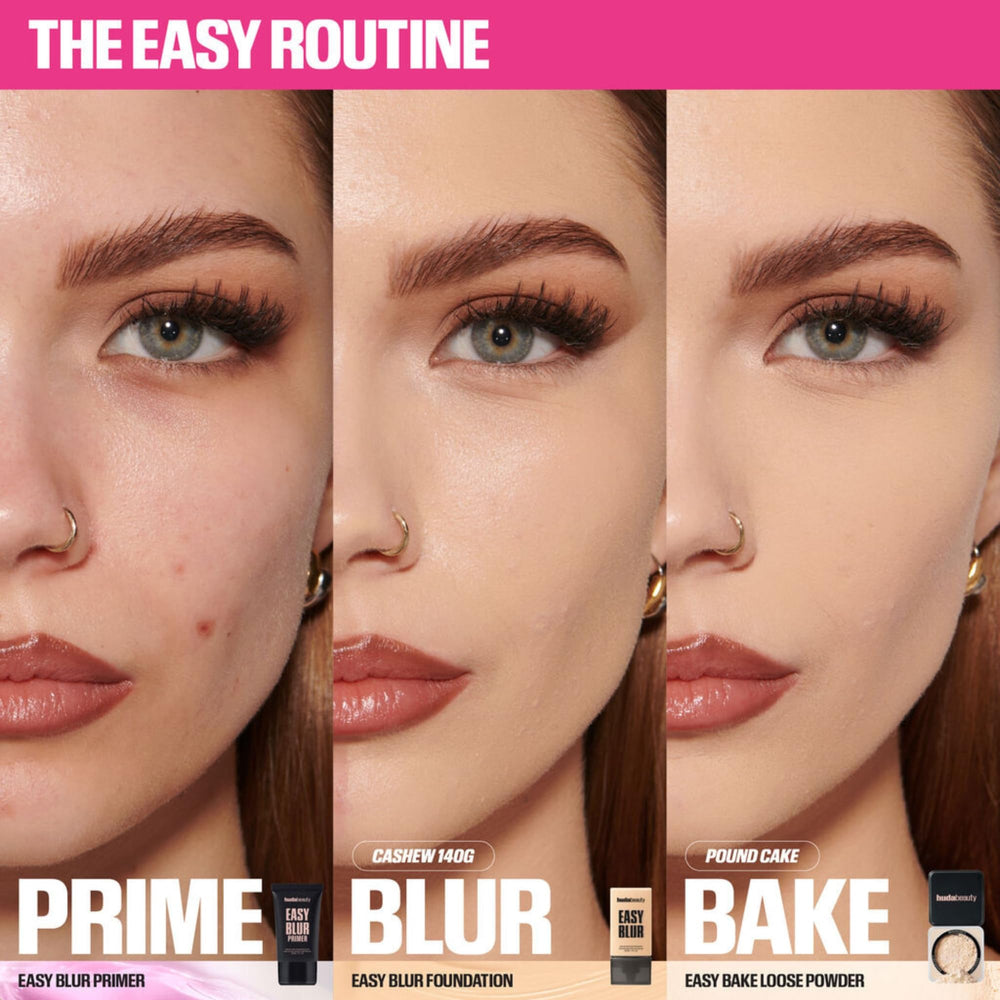 Huda Beauty Baby Bake Mini Pound Cake texture close-up highlights fine translucency.
