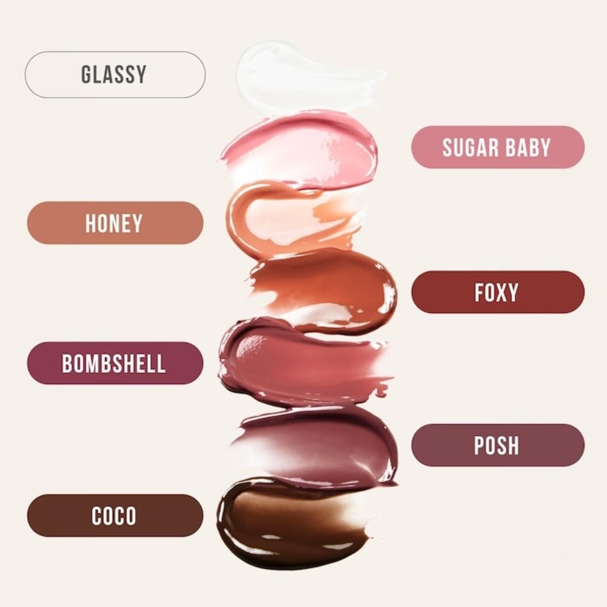 Huda Beauty Faux Filler Foxy swatches demonstrate warm caramel-brown color.