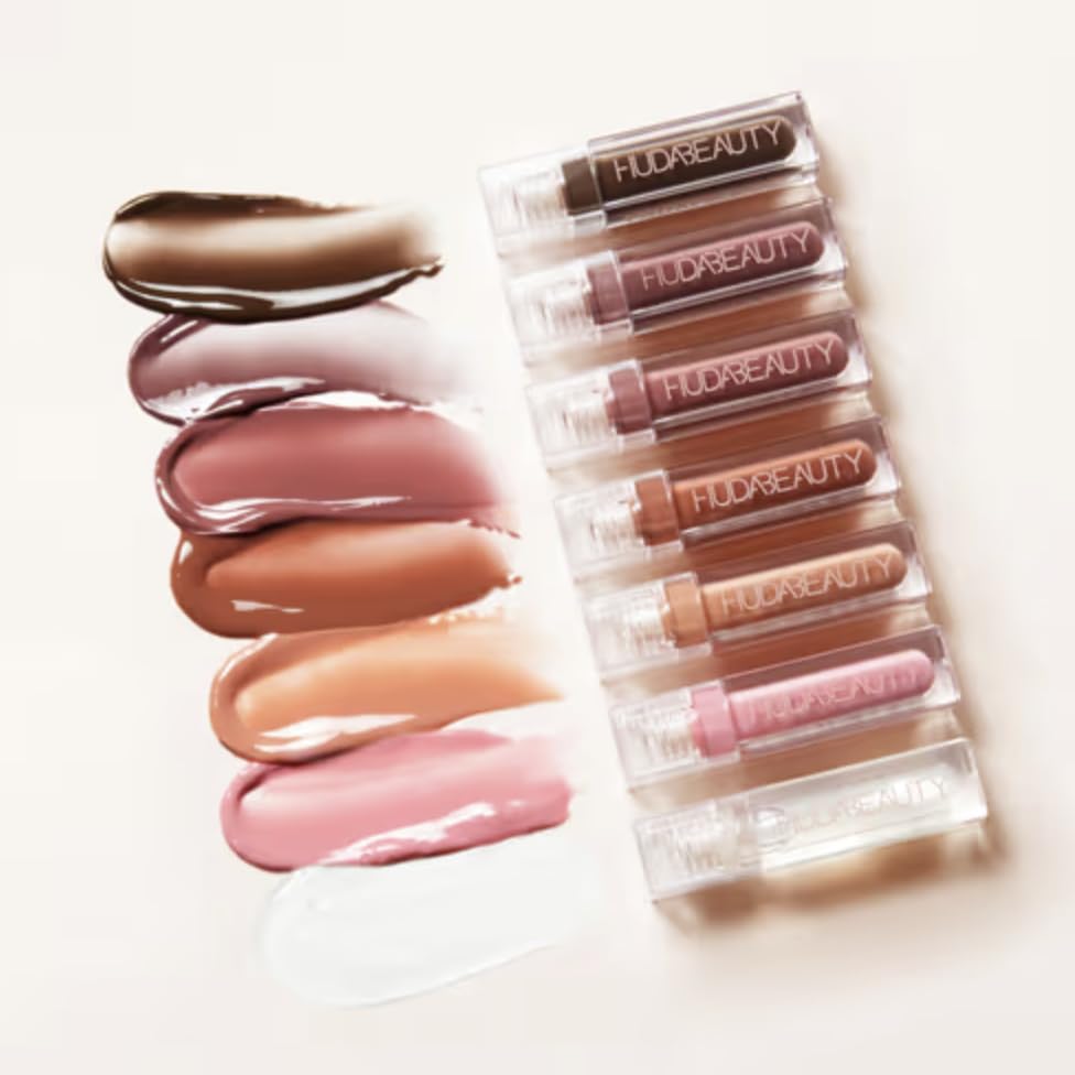 Close-up of nude lip shows hydrated, high-shine finish ideal for natural daytime looks.