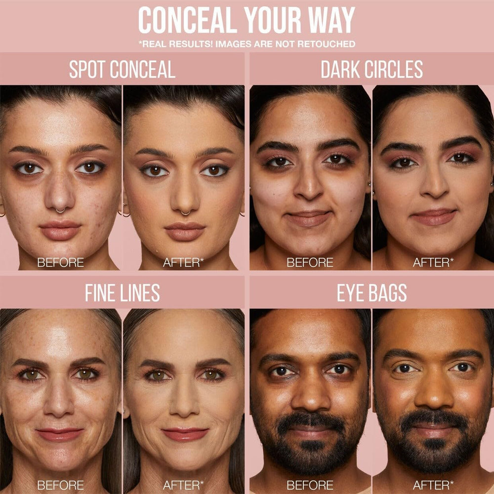 Huda Beauty FauxFilter concealer Nougat 2.5 Golden under-eye coverage demonstrated