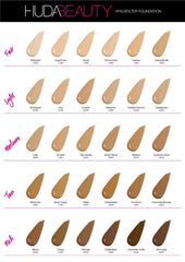Huda Beauty FauxFilter model wear demonstrates long-lasting, semi-matte finish for daily looks.