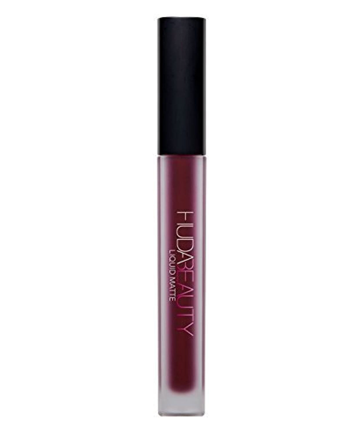 Huda Beauty Liquid Matte Lipstick Famous closeup shows rich pigment for bold color