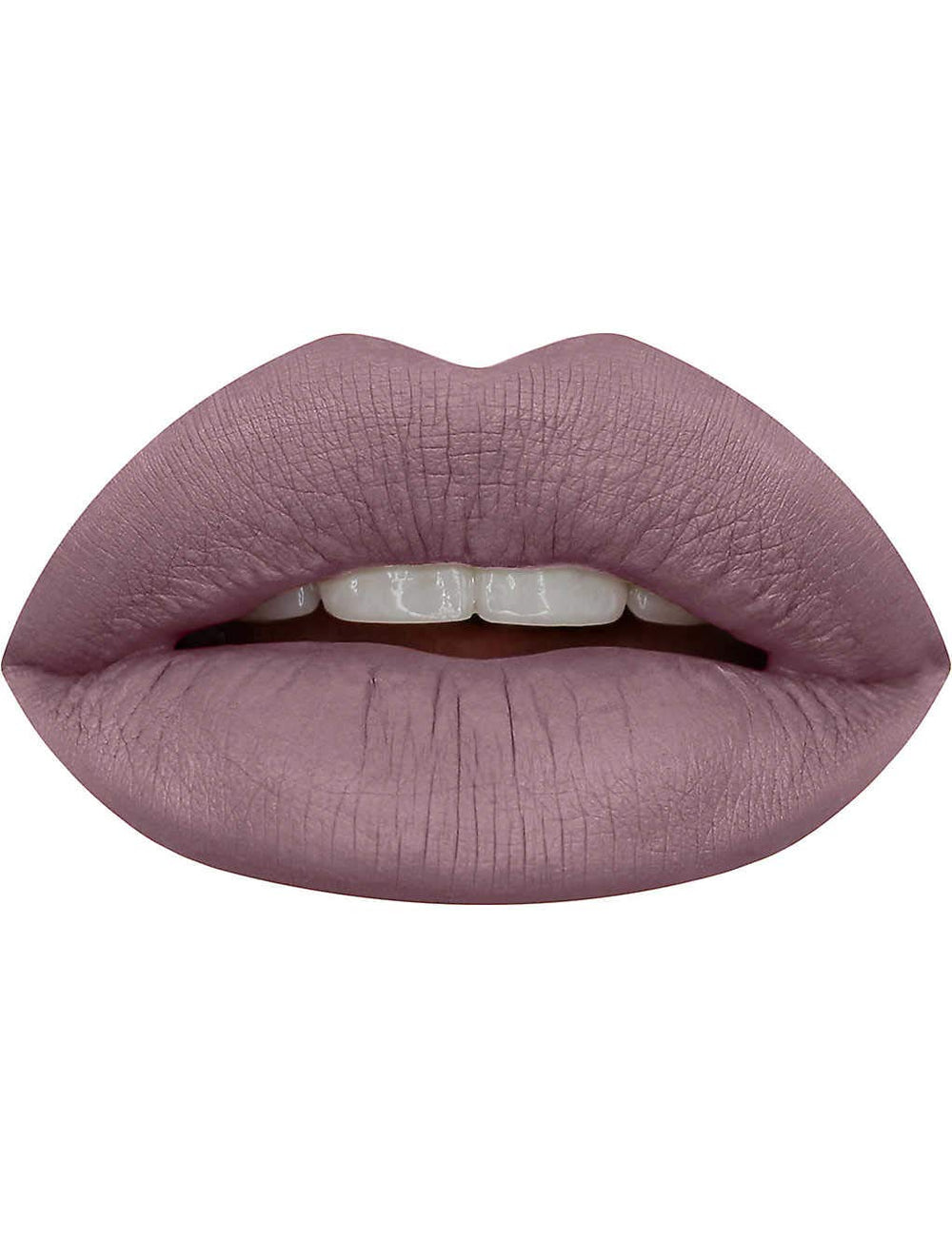 Huda Beauty Liquid Matte Muse on lips highlights matte finish and easy wear