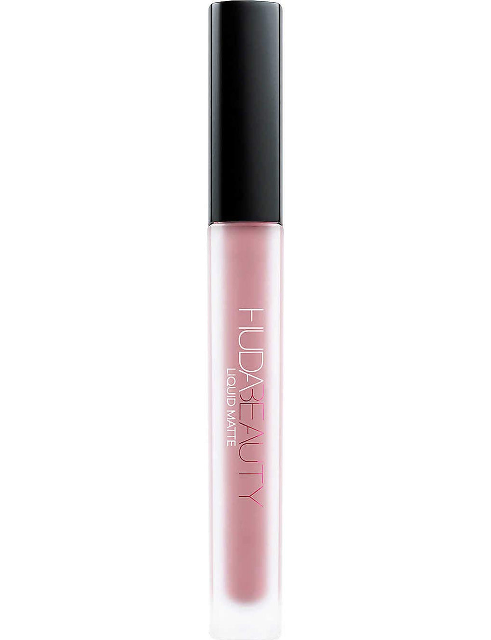 Huda Beauty Liquid Matte Muse tube shows vibrant color and long-lasting comfort