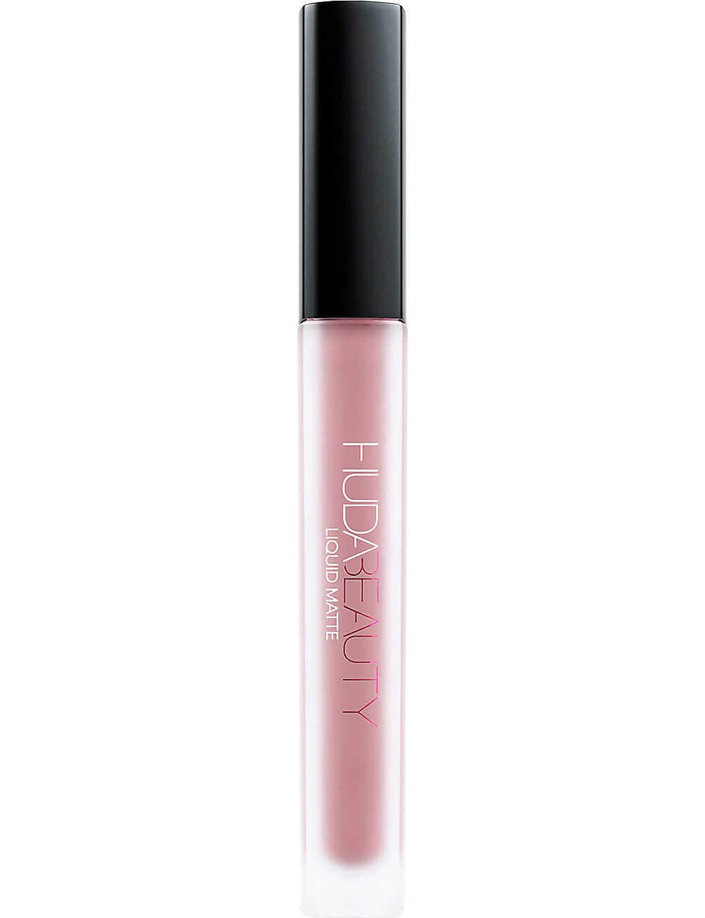 Huda Beauty Liquid Matte Muse tube shows vibrant color and long-lasting comfort