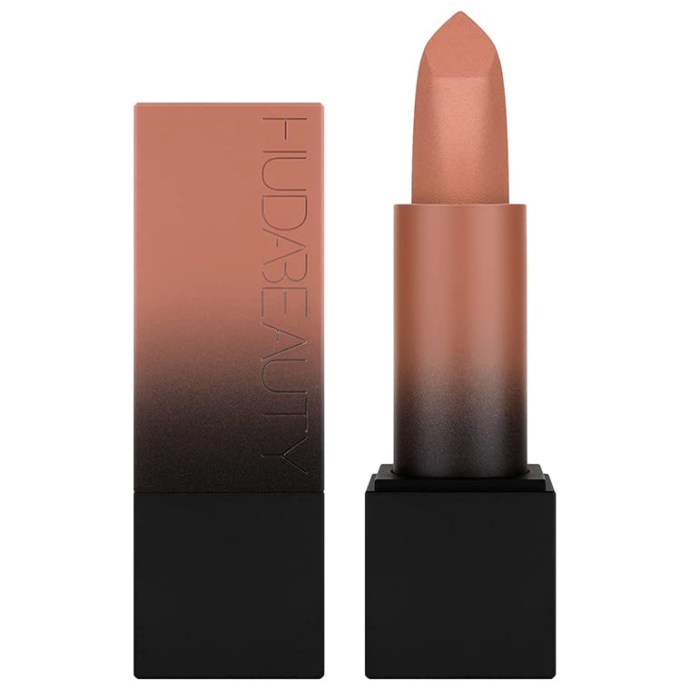 Huda Beauty Power Bullet Matte Lipstick Game Night from Throwback Collection delivers smooth, full-coverage color in one swipe.