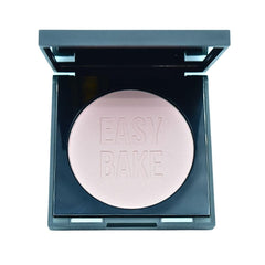 Huda Easy Bake Cherry Blossom compact showing talc-free powder for natural setting.