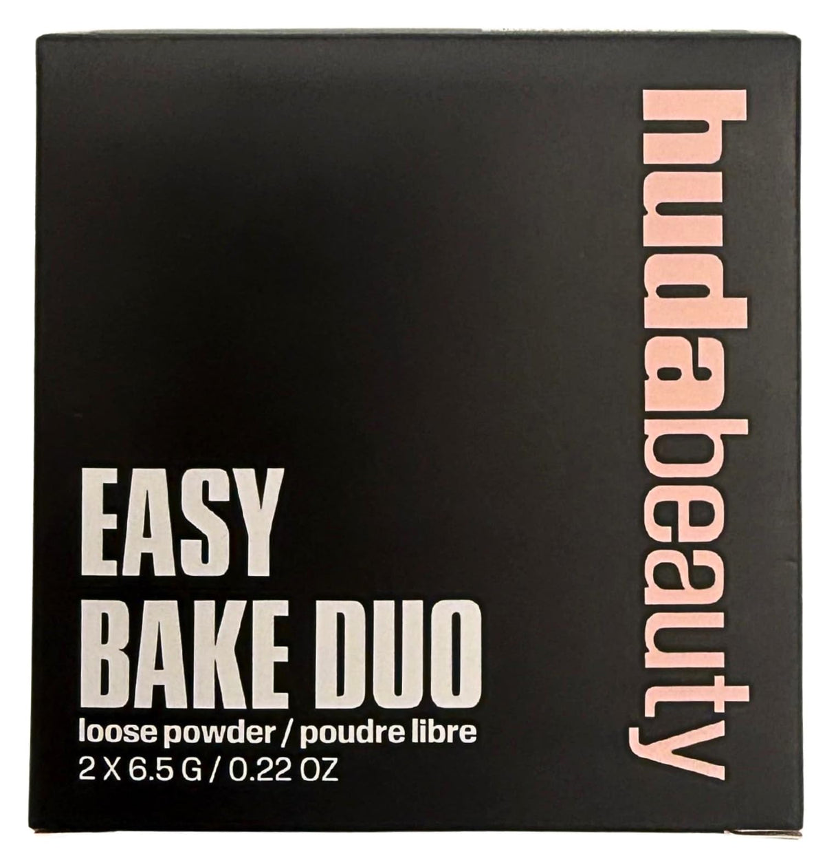 Huda Easy Bake Duo dual-compact with two shade slots for customizable finish.