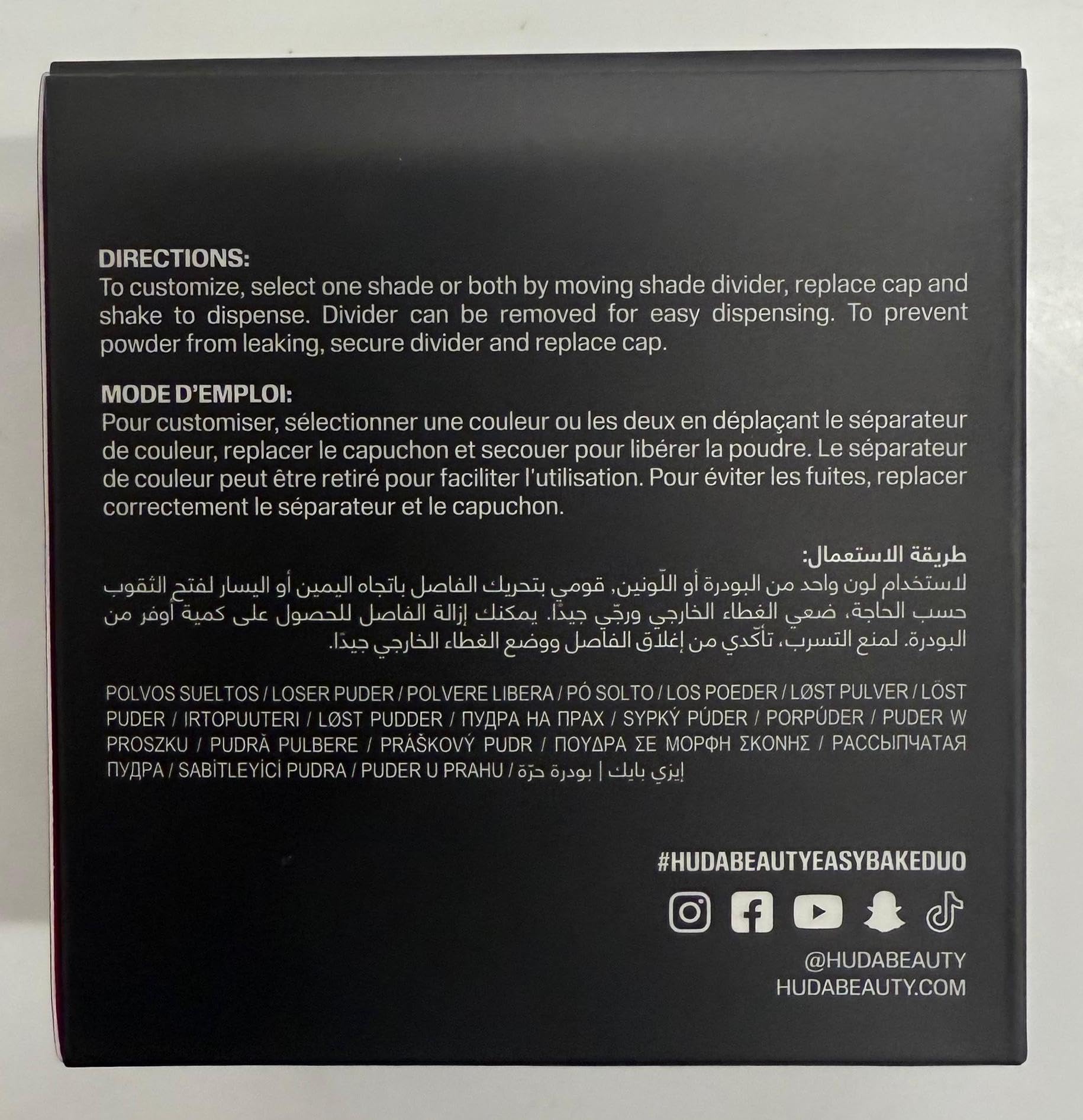 Huda Easy Bake Duo Peach Pie powder for oil control and soft-matte finish.