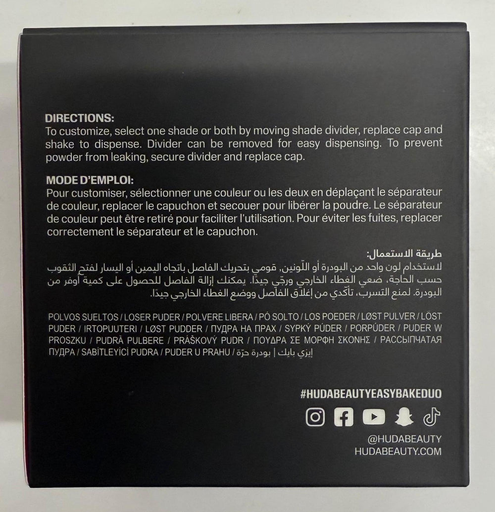 Huda Easy Bake Duo Peach Pie powder for oil control and soft-matte finish.