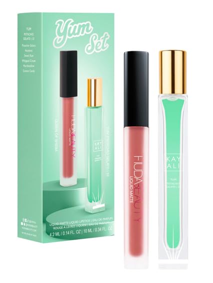 Huda Kayali Yum Pistachio Gelato 33 bottle with gourmand notes for daytime wear