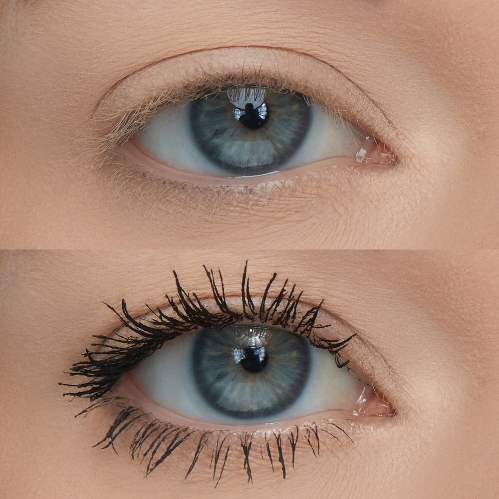 Huda Legit Lashes Mascara close-up brush for smooth, even coating.