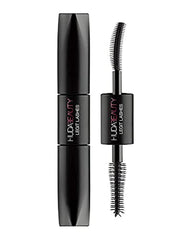 Huda Legit Lashes Mascara Volume side bottle highlighting fuller lashes for a bold look.
