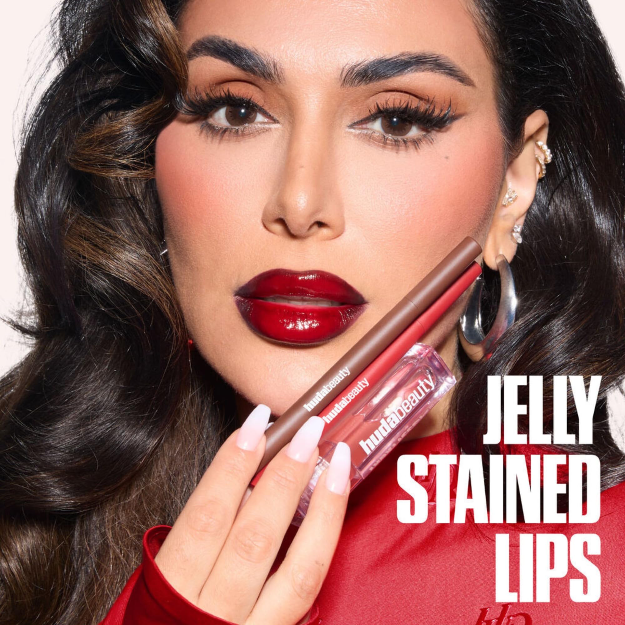 Huda Lip Contour Stain Warm Brown application stroke shows easy glide.