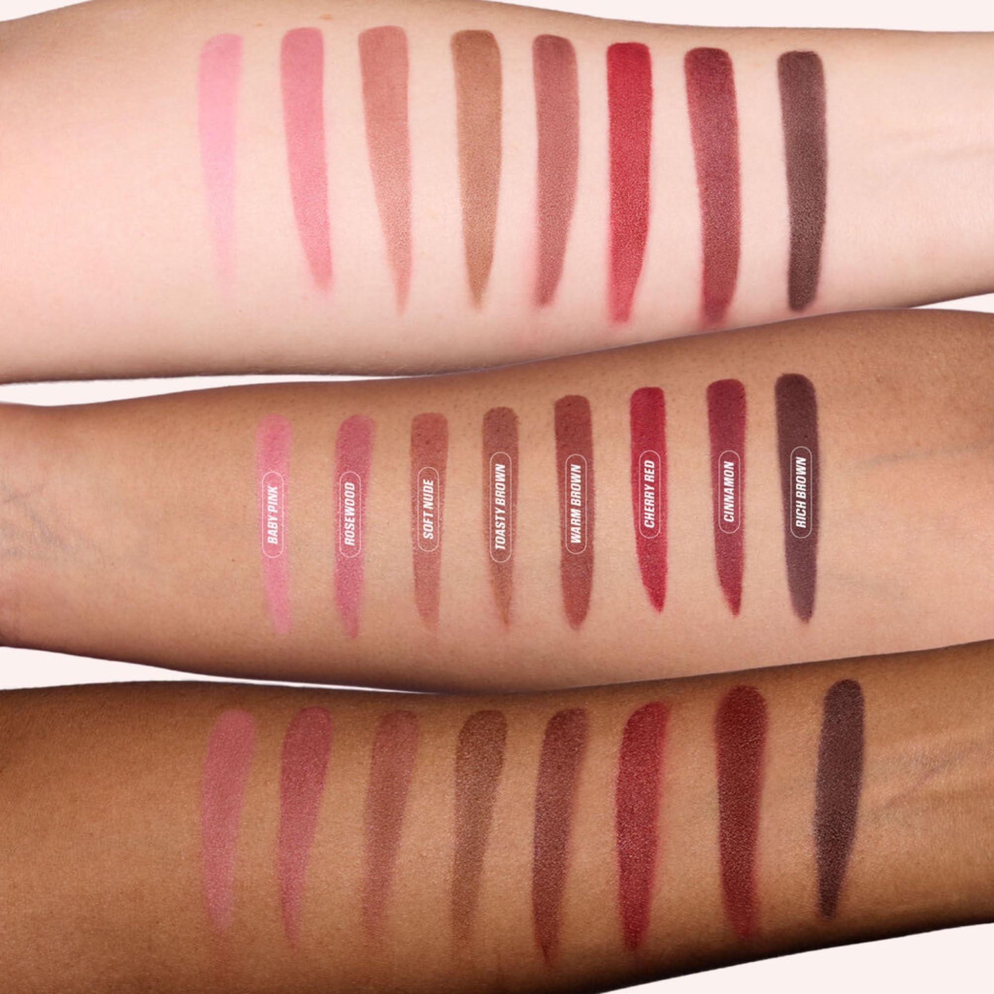 Huda Lip Contour Stain Warm Brown dual-ended pencil for definition.