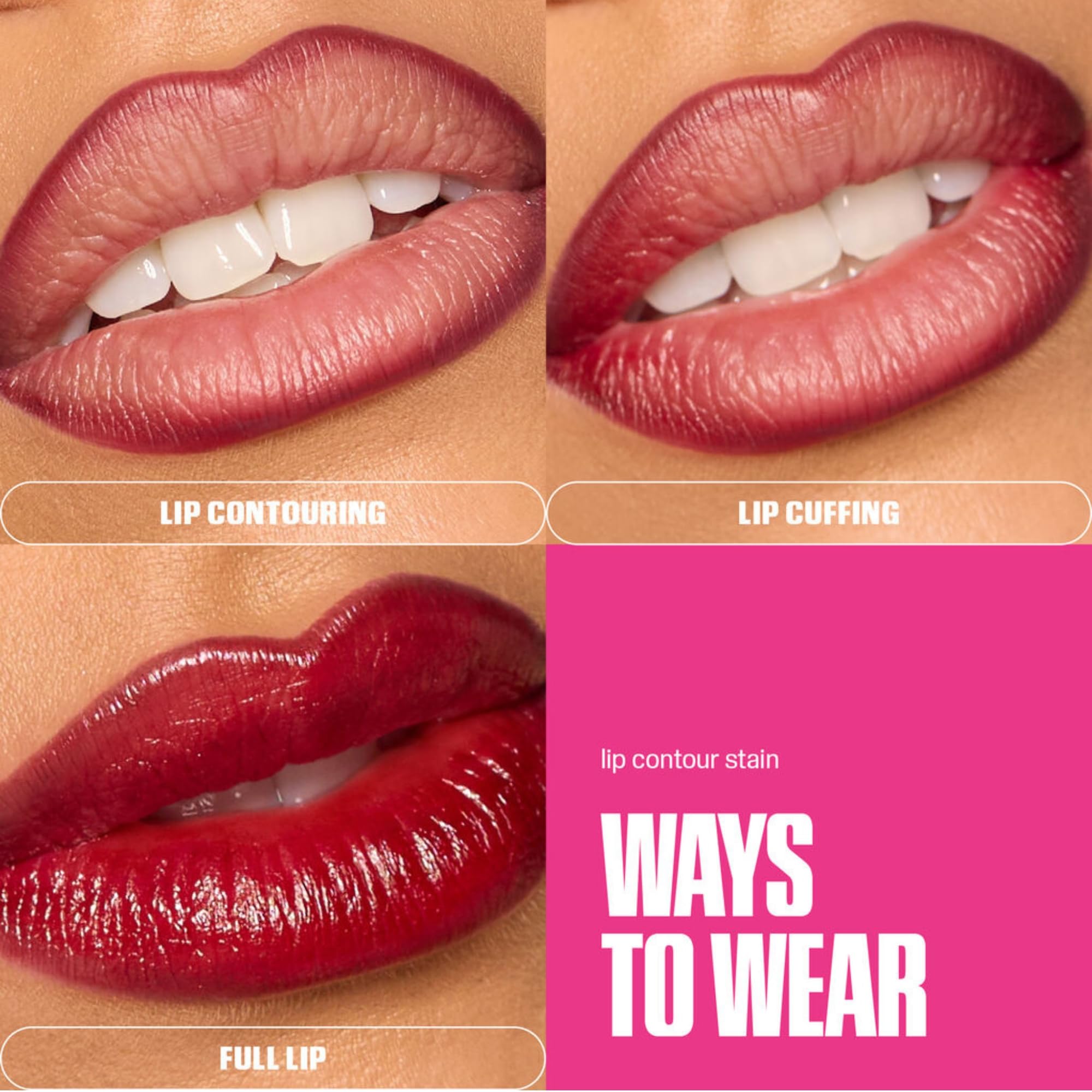Huda Lip Contour Stain Warm Brown packaging for on-the-go touch-ups.
