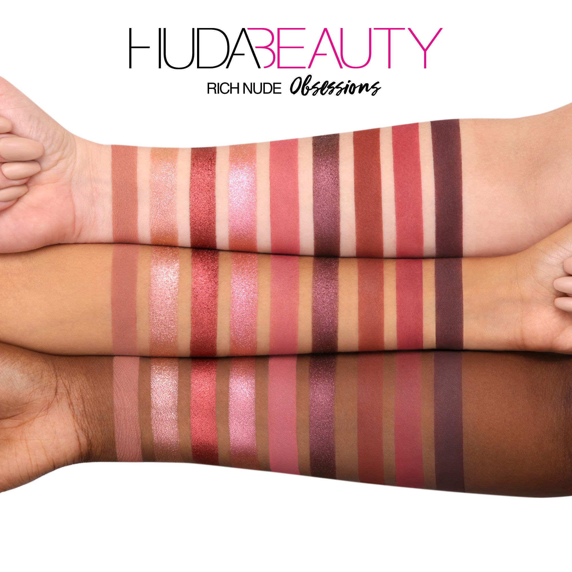Huda Nude Eyeshadow Palette close-up pigment shows rich color payoff