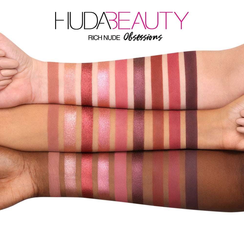 Huda Nude Eyeshadow Palette close-up pigment shows rich color payoff
