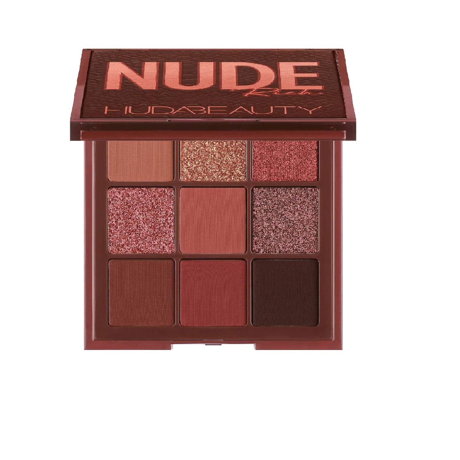 Huda Nude Eyeshadow Palette open packaging for quick portable makeup application
