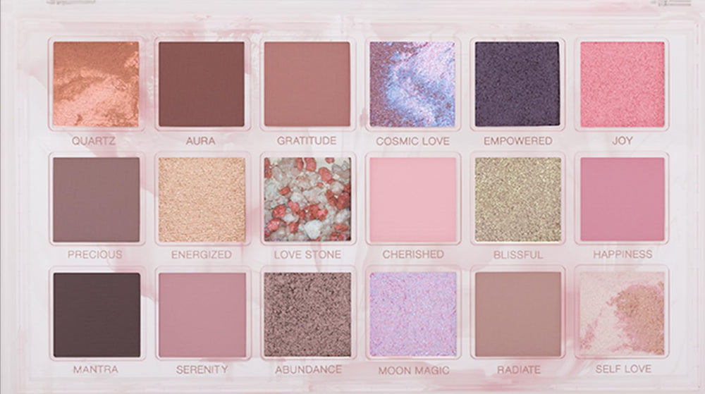 Huda Rose Quartz crushed-stone gloss hybrid adds pearly sheen to lids