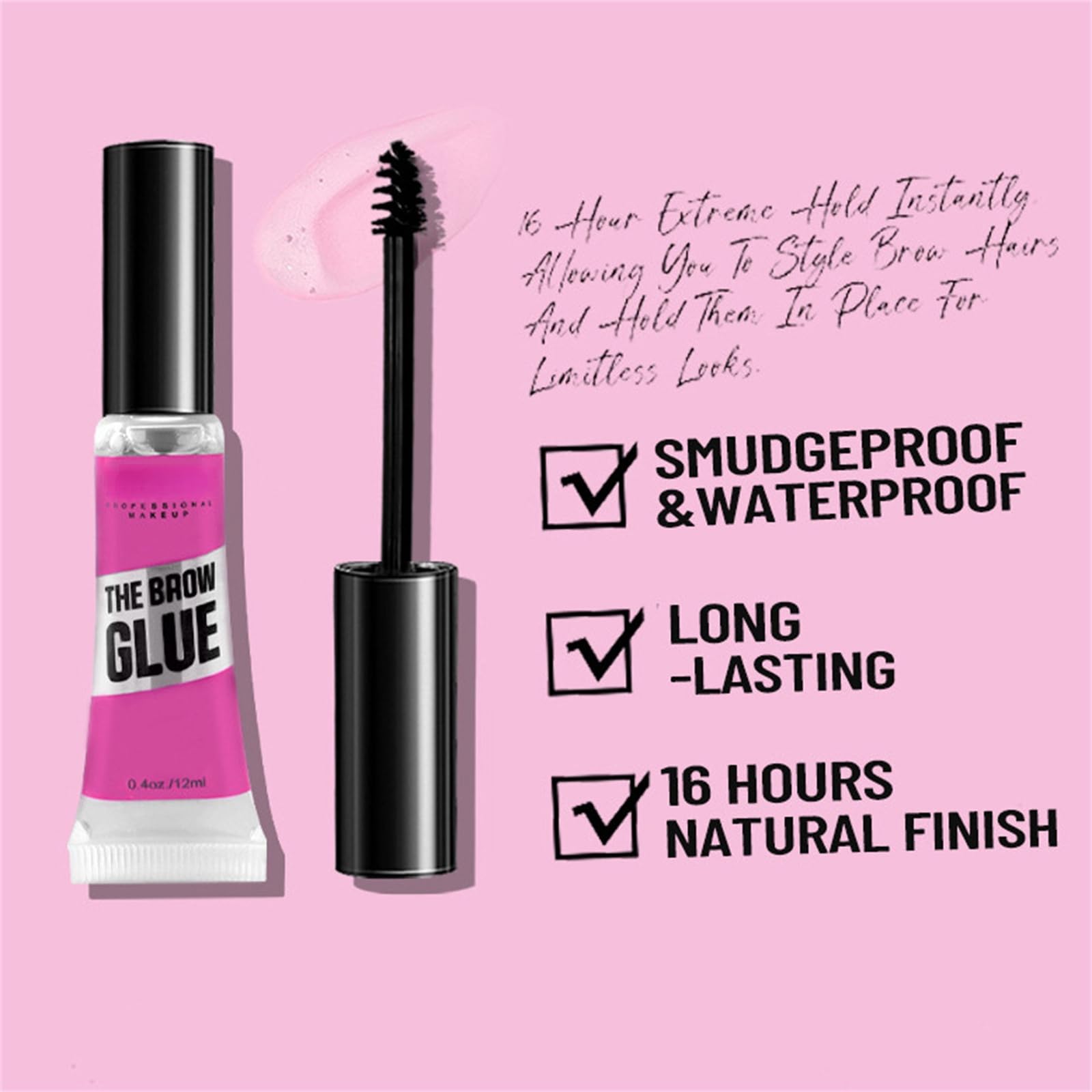 HUDABABY brow gel shows transfer-proof wear during movement