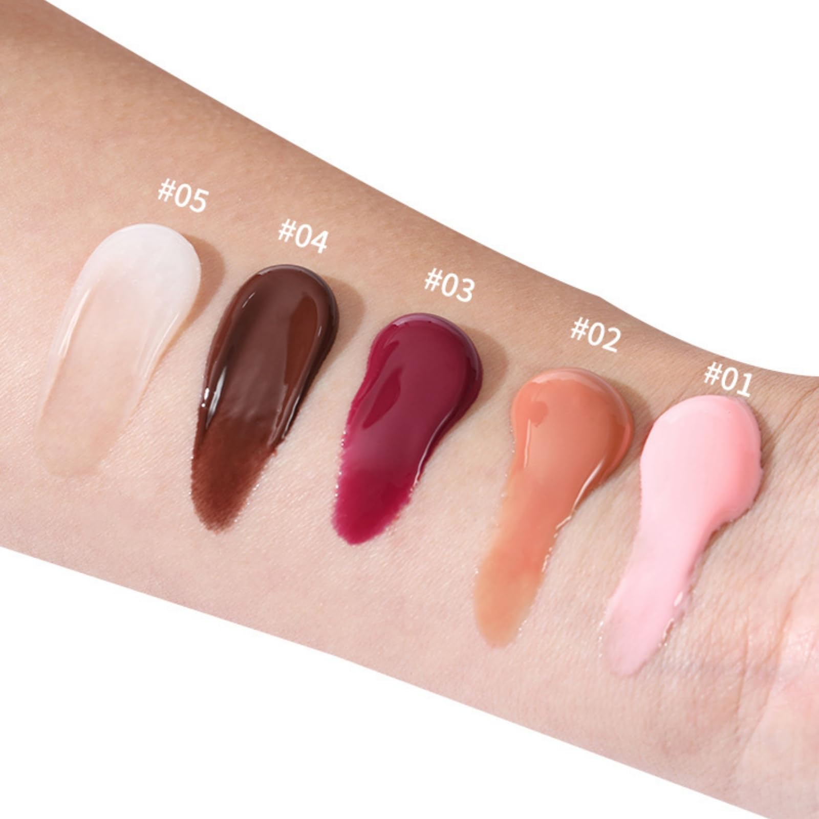 HUDABABY Mirror Lip Glaze Nude offers transparent finish with deep hydration.