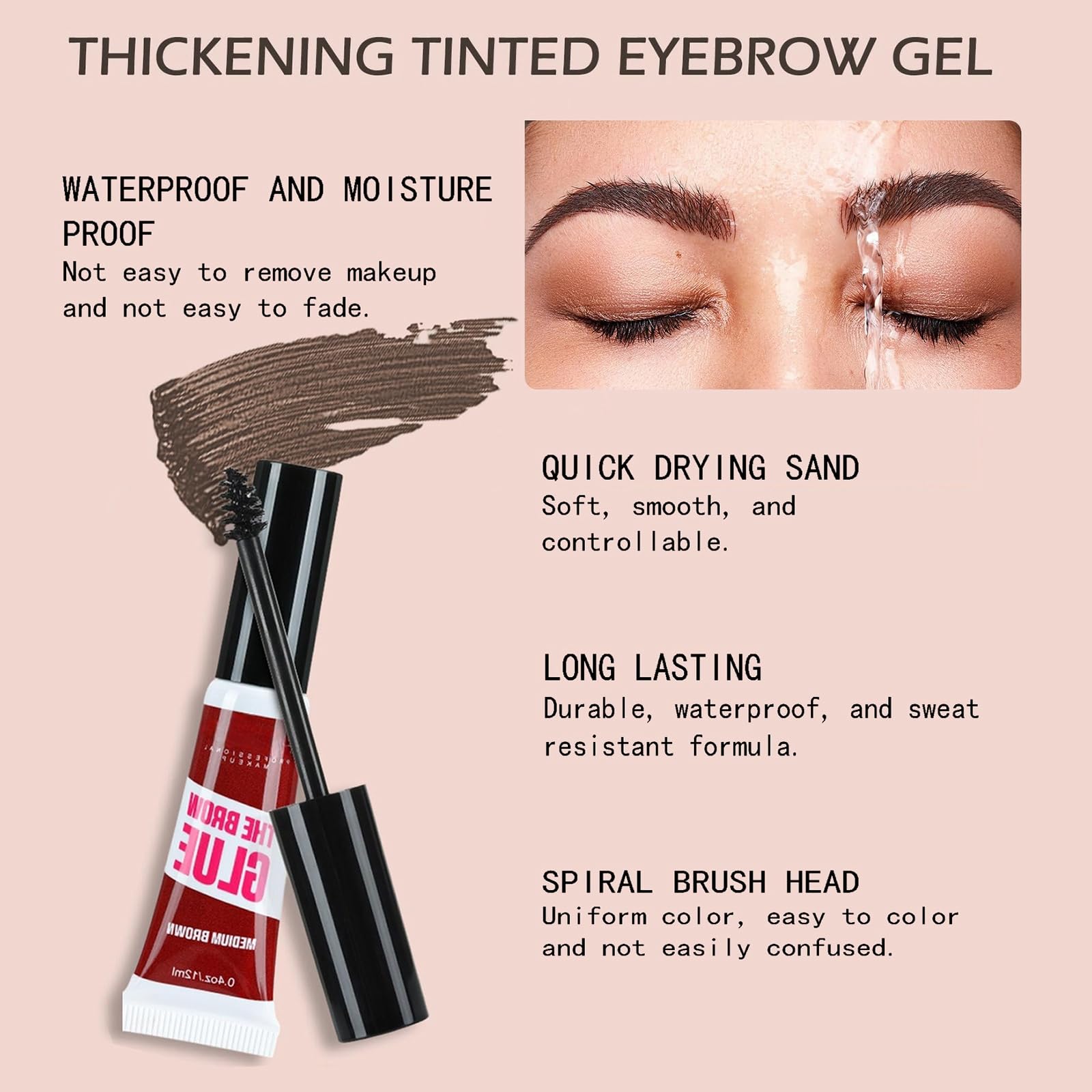 HUDABABY thickening brow gel demonstrates even color and natural fullness