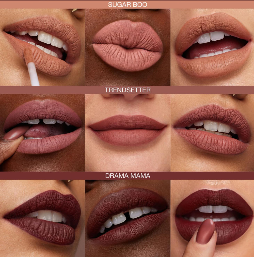 HUDABEAUTY Trendsetter transfer-proof test shows kiss-proof wear.