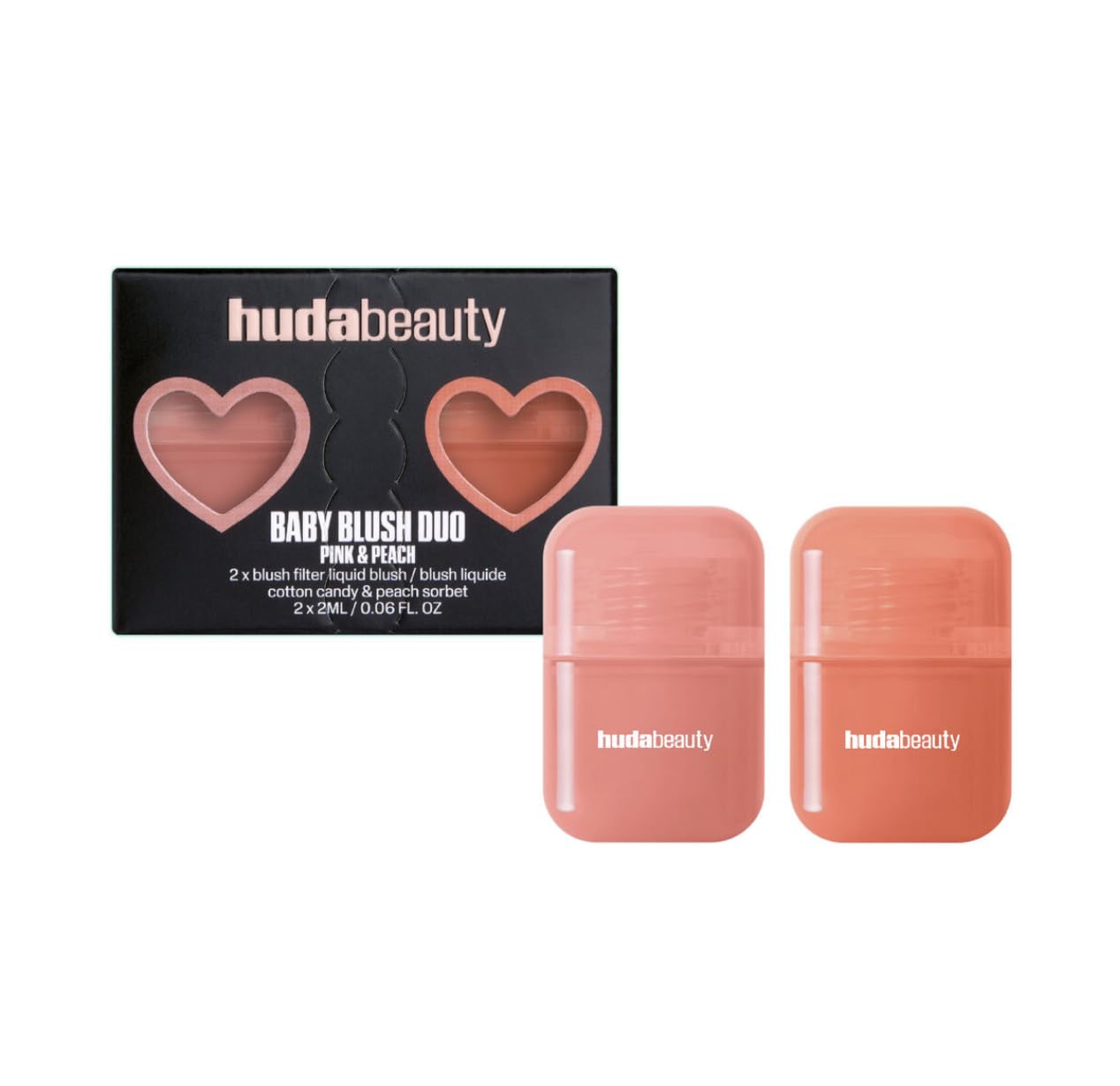HUDABEAUTY Mini Baby Blush Duo Cotton Candy swatch for natural pink glow.
