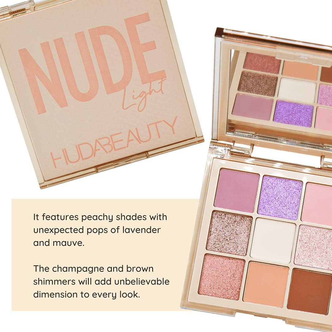 HUDA BEAUTY Nude Obsessions Nude Light matte-base swatch for a smooth base