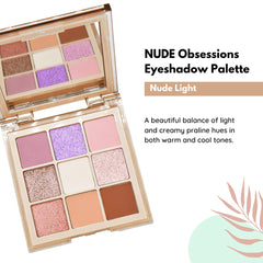 HUDA BEAUTY Nude Obsessions Nude Light swatches reveal buttery and shimmery shades
