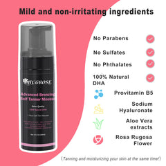 HUGROSE bronzing mousse close-up highlights creamy texture for easy spreading.