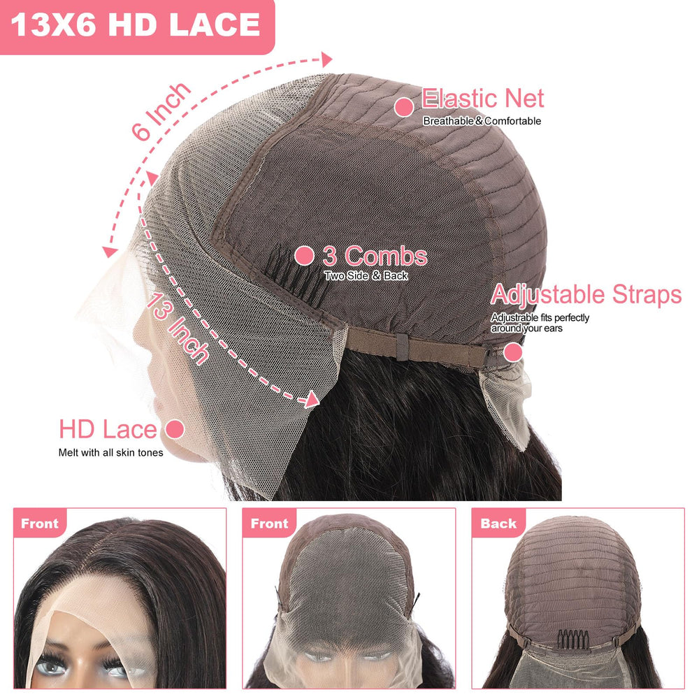 Hugsun 22.5-inch cap adjustable wig, comfortable daily wear and secure fit.