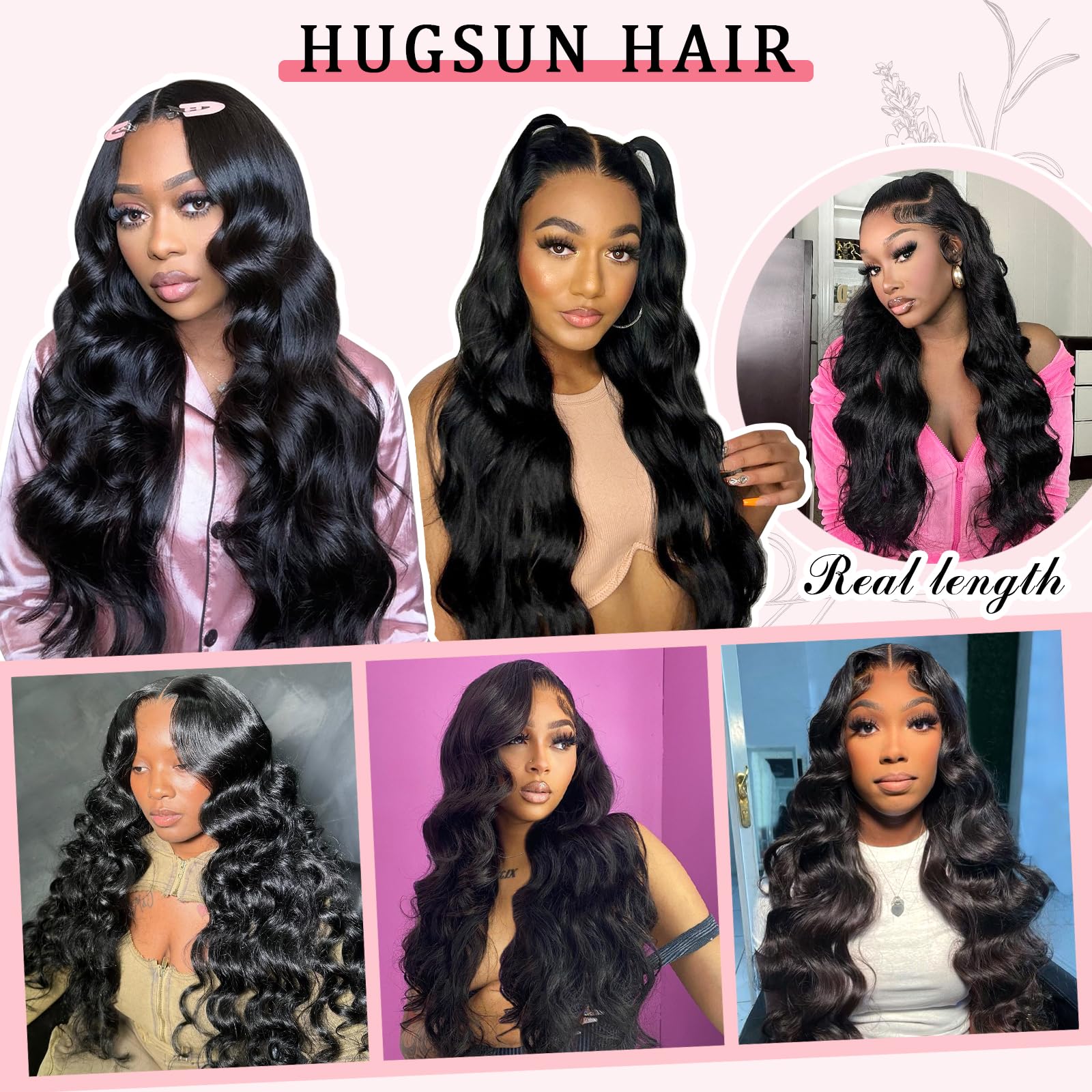 Hugsun 30-inch long body wave wig, protective style with easy maintenance.