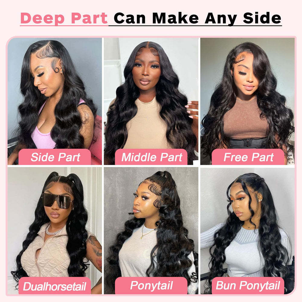 Hugsun glueless HD lace front wig in natural color, 30 inch, easy wear and blend.