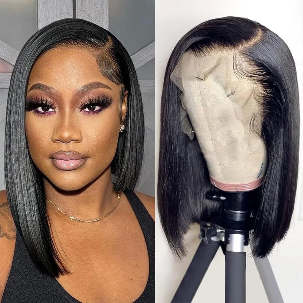HUIDI 13x4 bob lace-front wig with seamless natural hairline for daily wear.