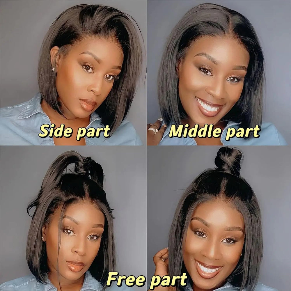 HUIDI Glueless bob wig setup for quick, secure wear without adhesive.