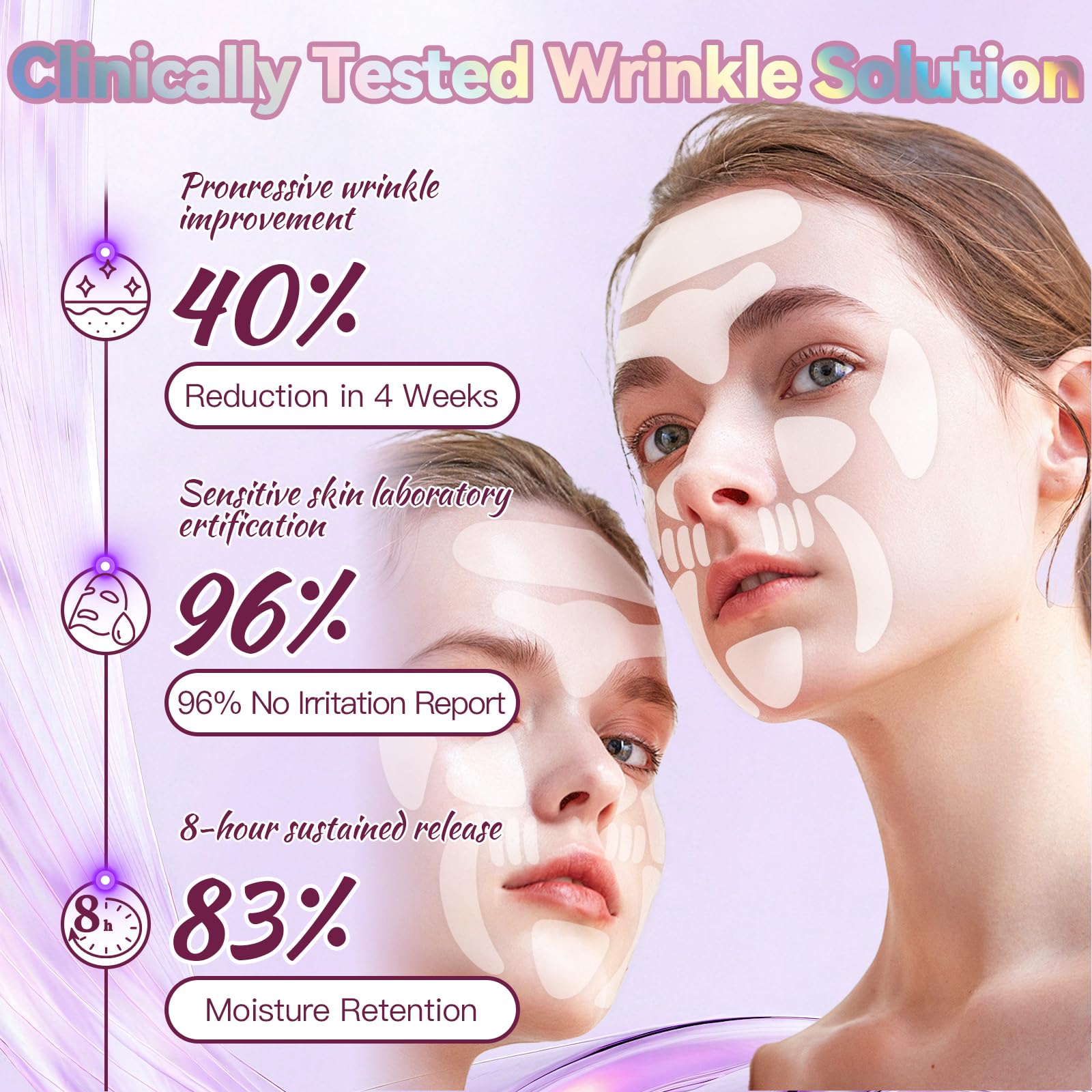 HULEIWA frown-line patches fit multiple face shapes for versatile wrinkle care.