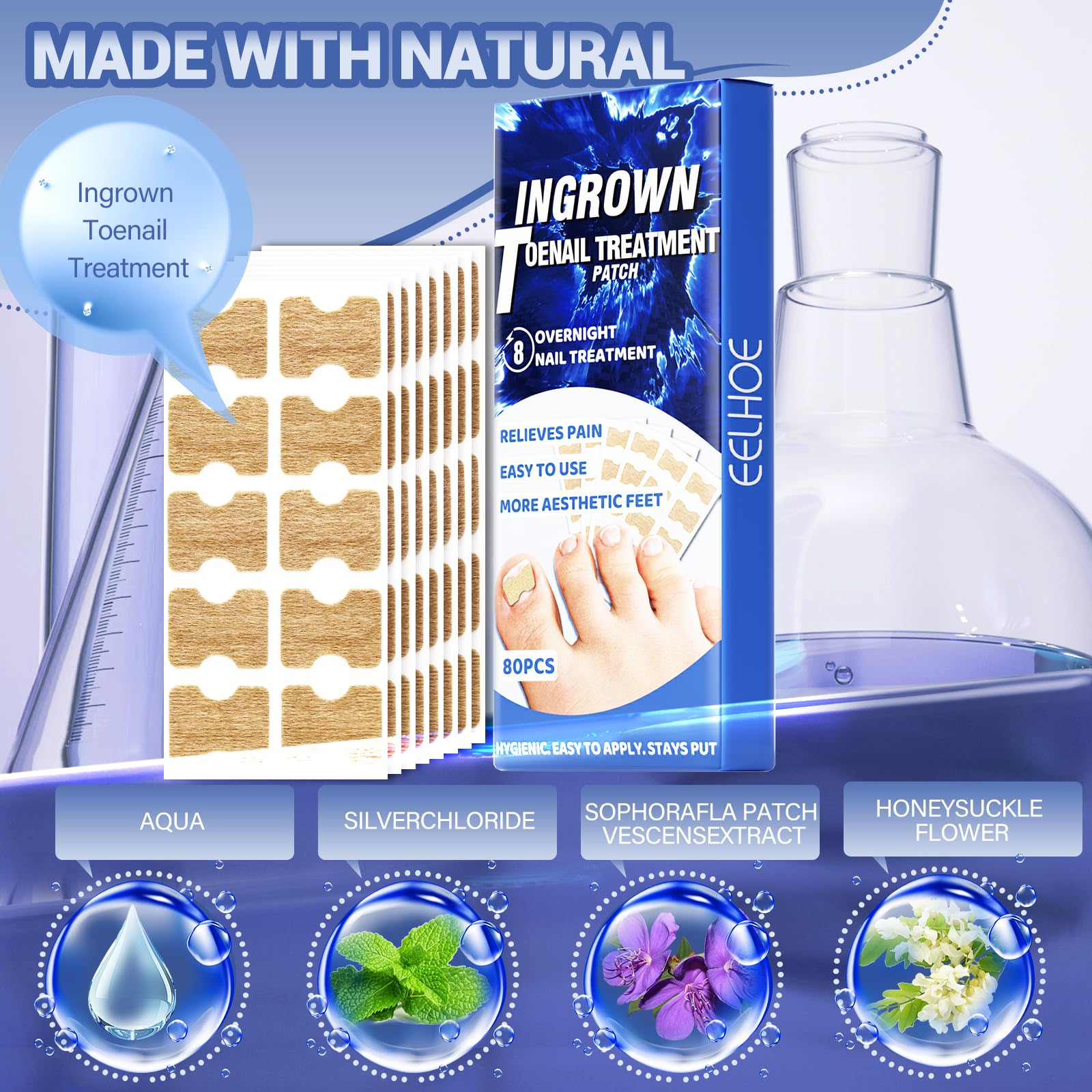Close-up of hydrogel penetration by HULEIWA patches for gentle nail support