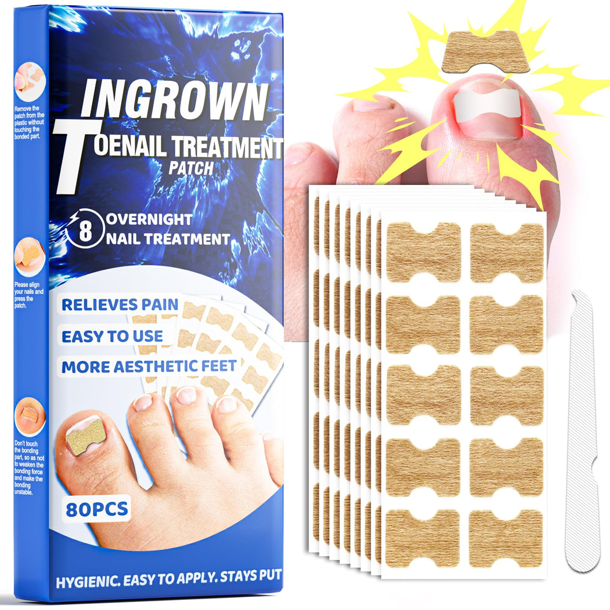 HULEIWA ingrown toenail patches pack shows breathable correction capability