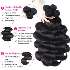 Hullran 12A Brazilian virgin body wave 16inch bundles for versatile styling options