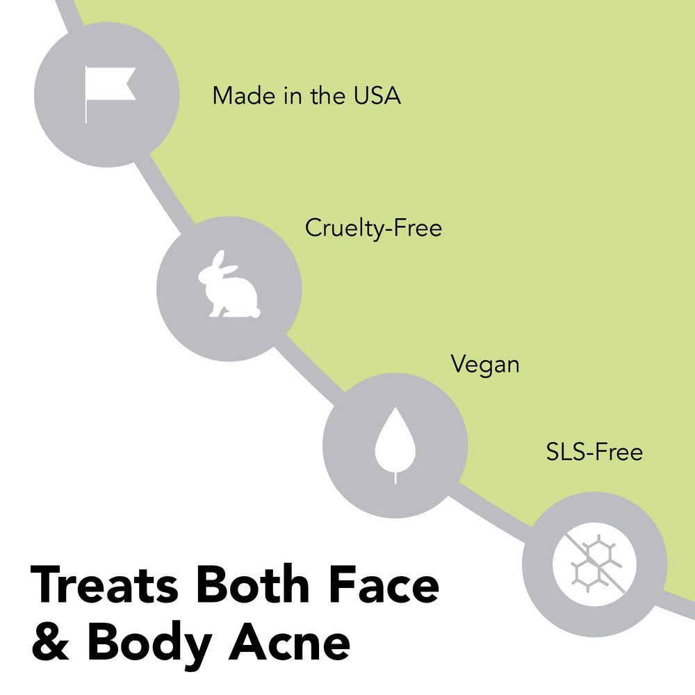 Back and body use demonstration with Humane benzoyl peroxide wash.