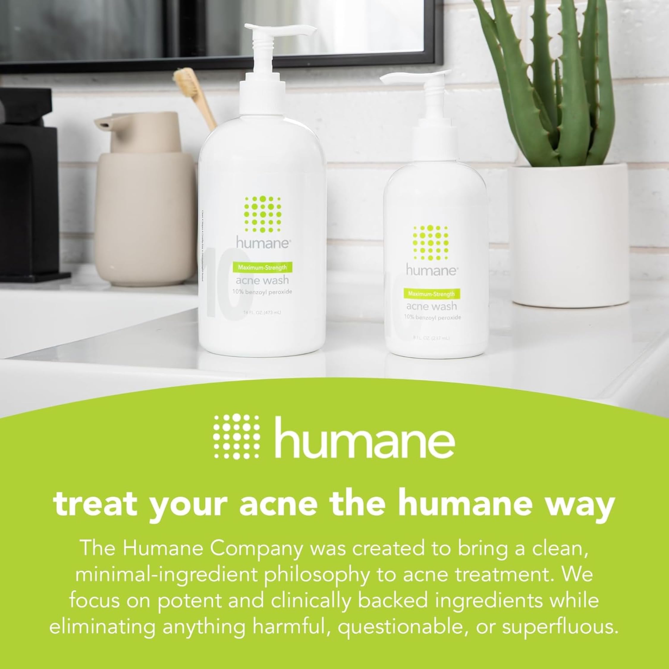 Humane Clarifying Toner 4oz packaging emphasizes minimal-ingredient philosophy