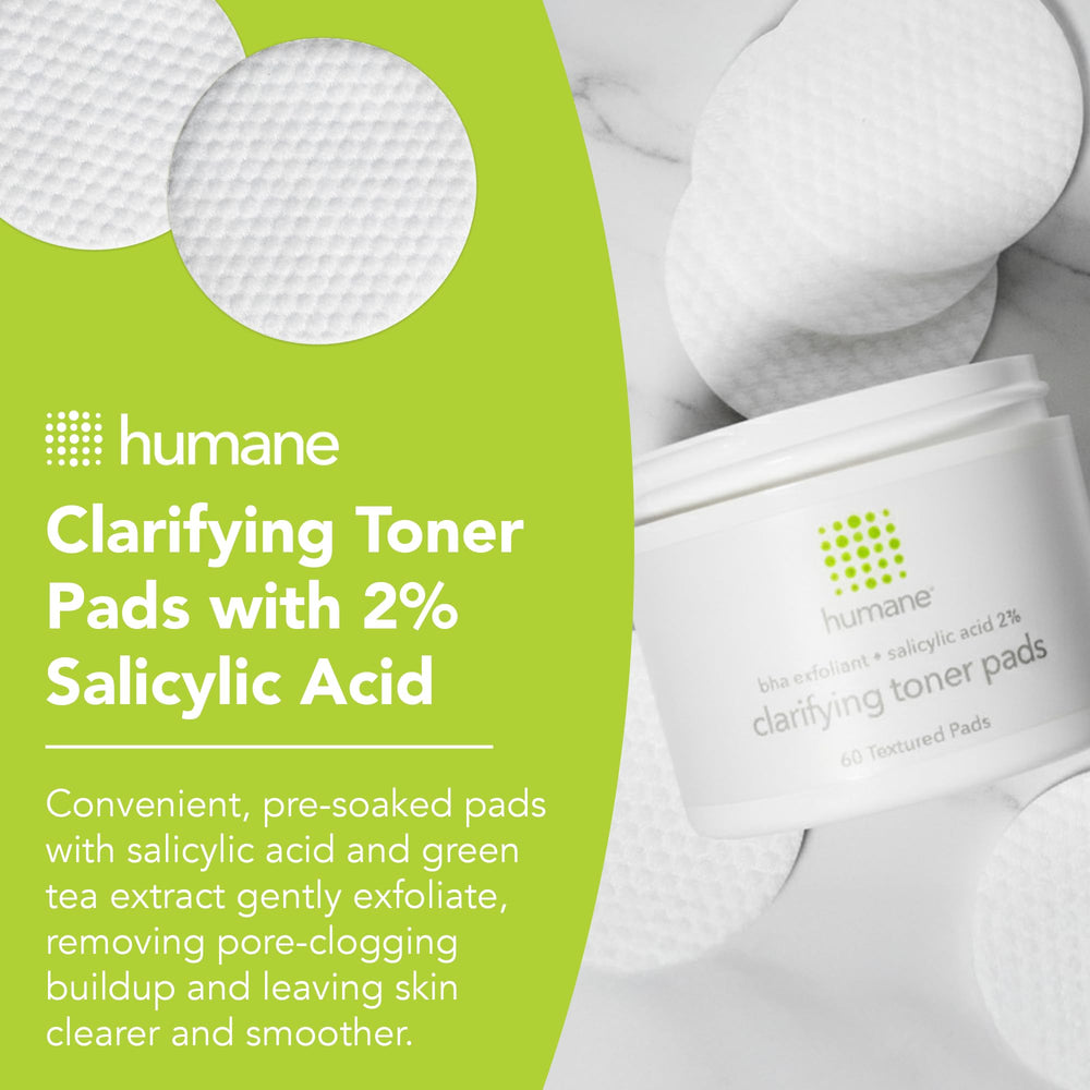 Humane Clarifying Toner Pads textured pad closeup ready for exfoliation.