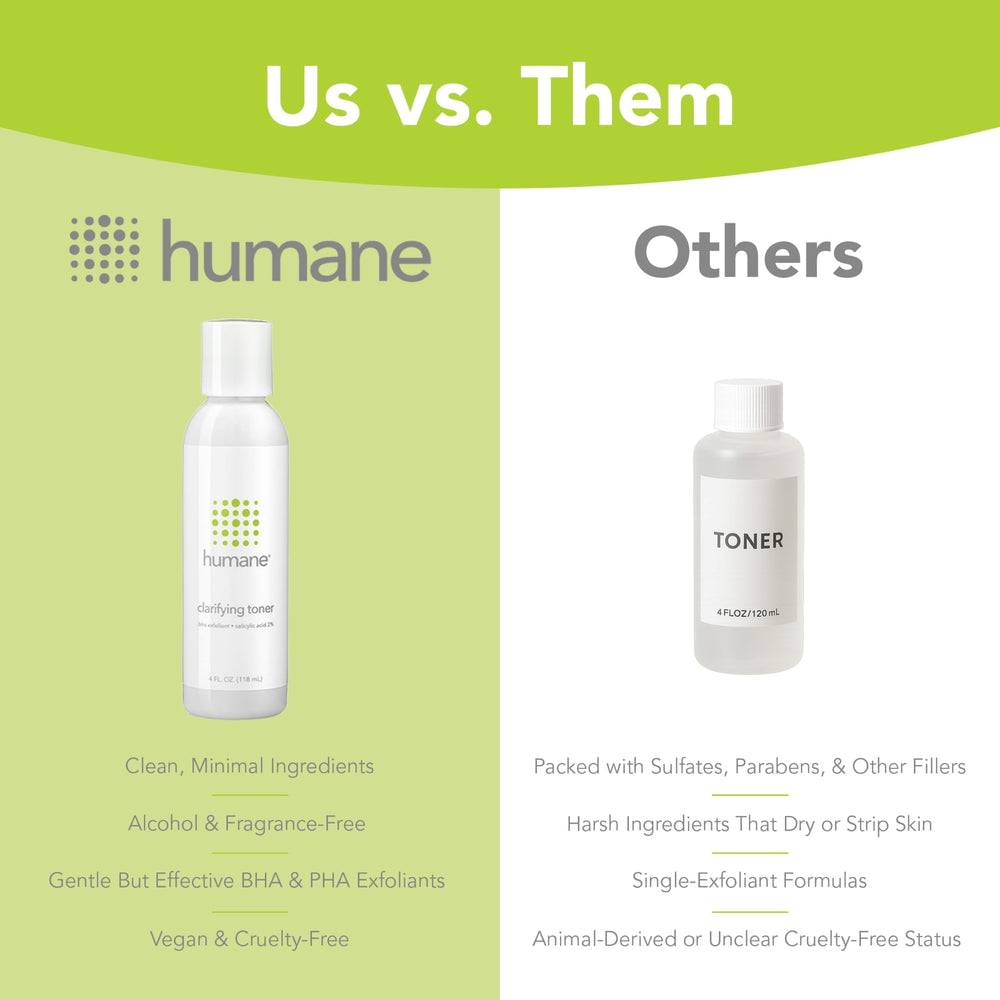 Humane Clarifying Toner pore close-up highlights unclogging action