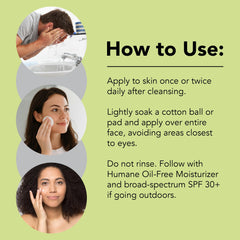 Humane Clarifying Toner skin application shows soothing, non-drying use