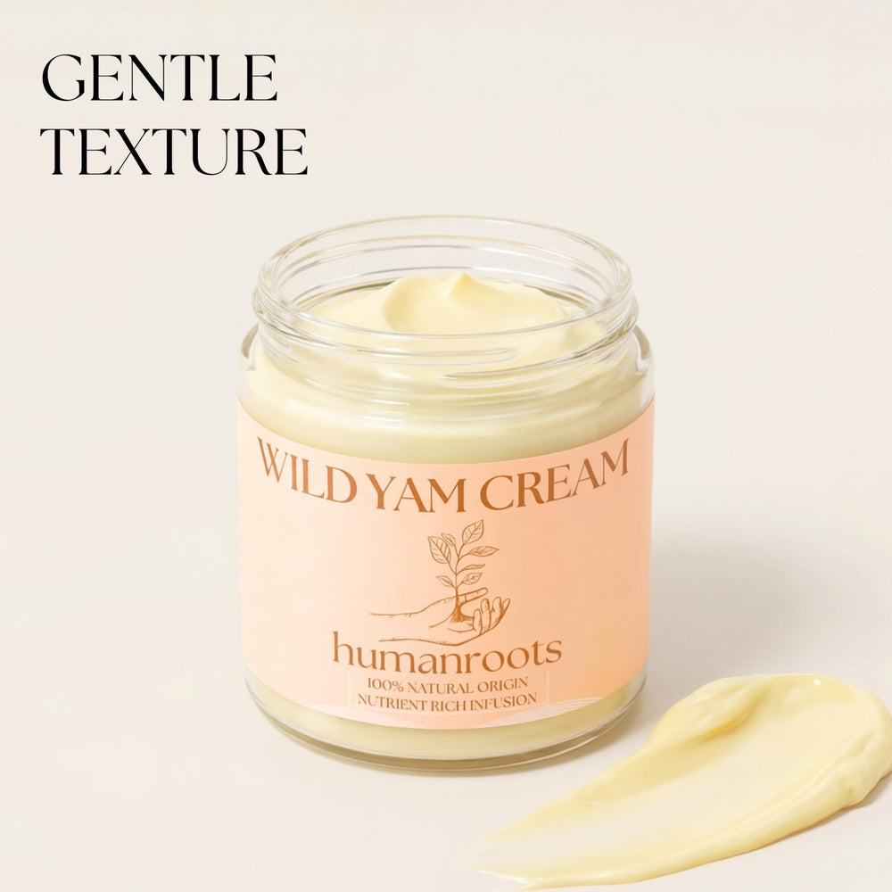 Chamomile-infused jojoba oil in Humanroots Wild Yam Cream for a soothing skincare ritual.