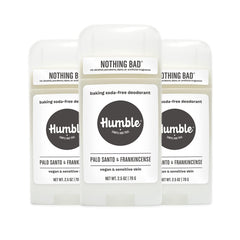 Humble Brands aluminum-free deodorant 3-pack front view for everyday odor control.